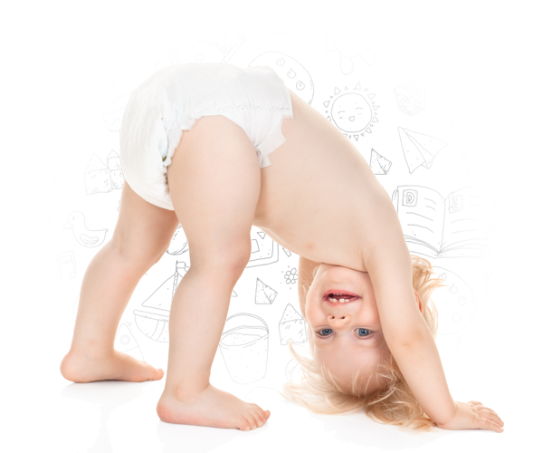 happy baby upside down