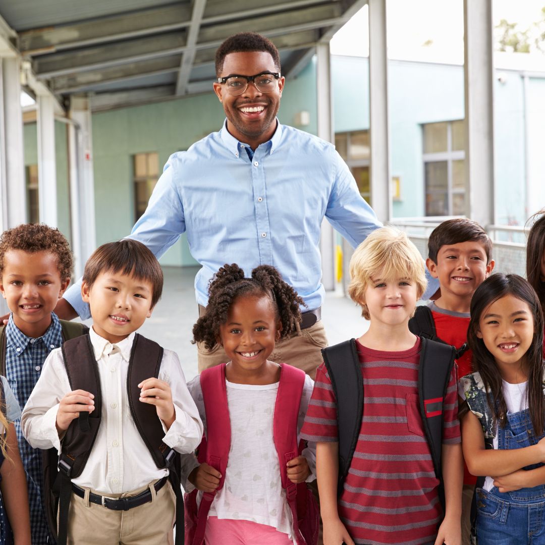 Kids learning with adult