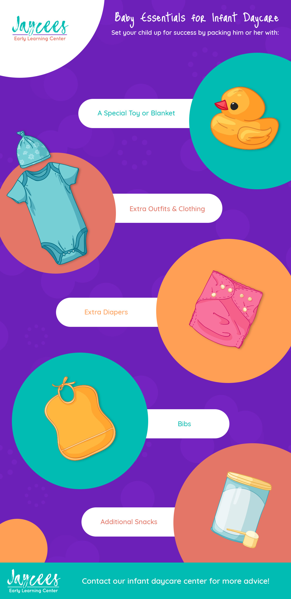 Baby Essentials for Infant Daycare Infographic