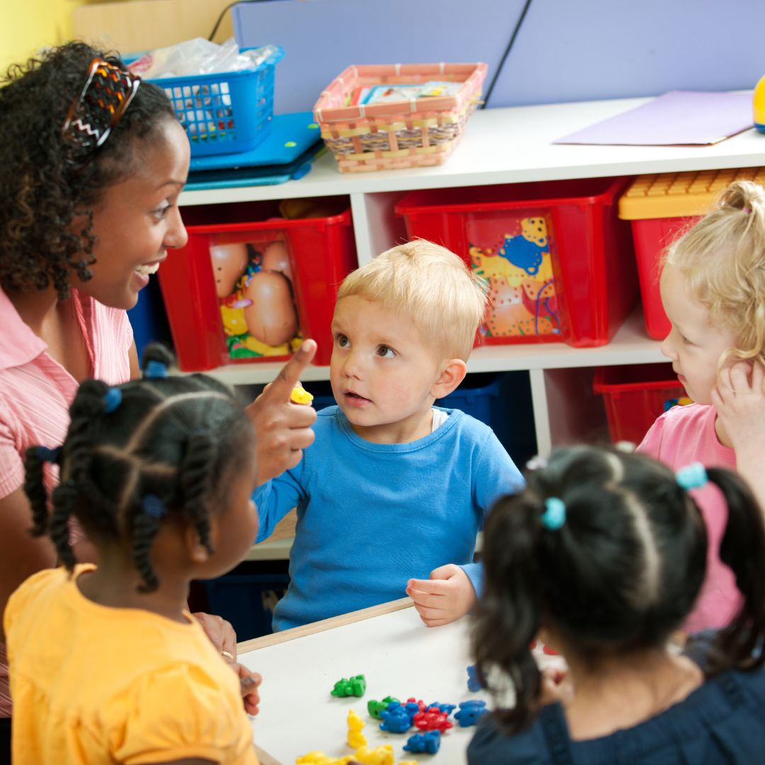 children listening to teacher