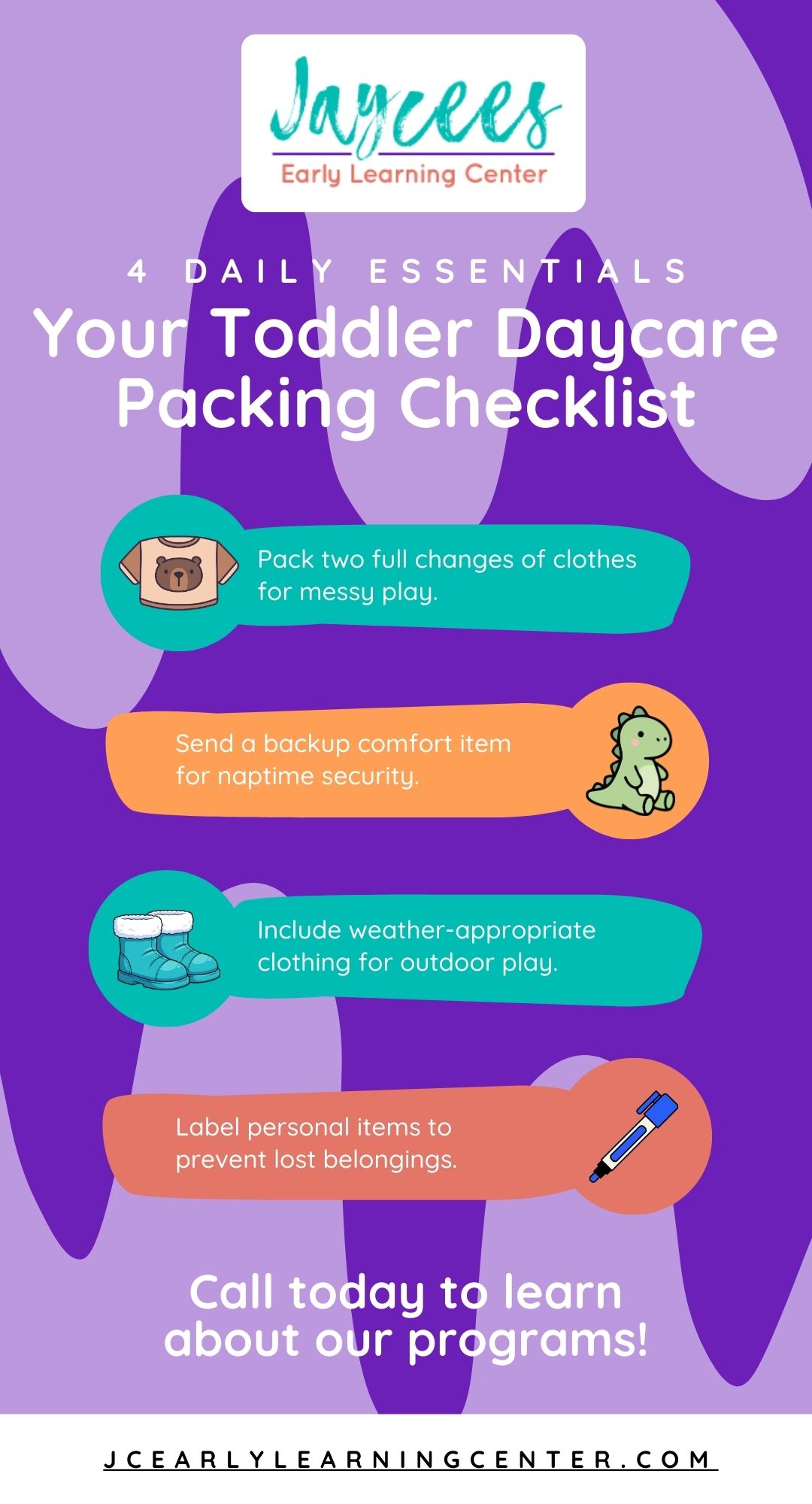 infographic titled Your Toddler Daycare Packing Checklist