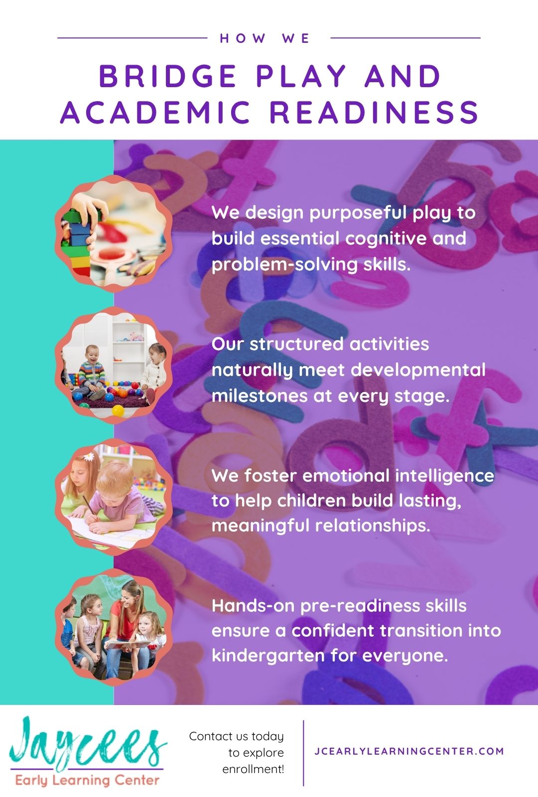 How We Bridge Play and Academic Readiness infographic